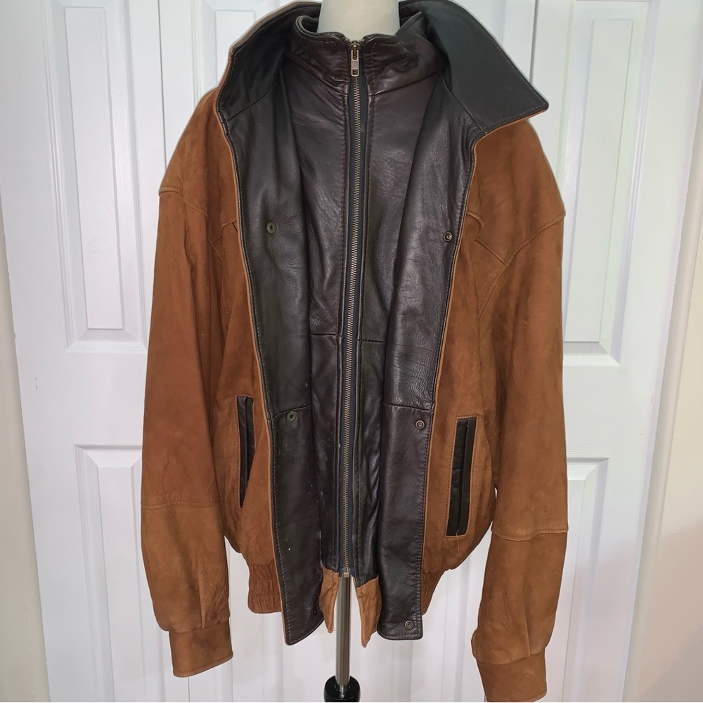 Vintage Turrentine&Massey SzXL leather bomber jacket fully lined, elastic waist